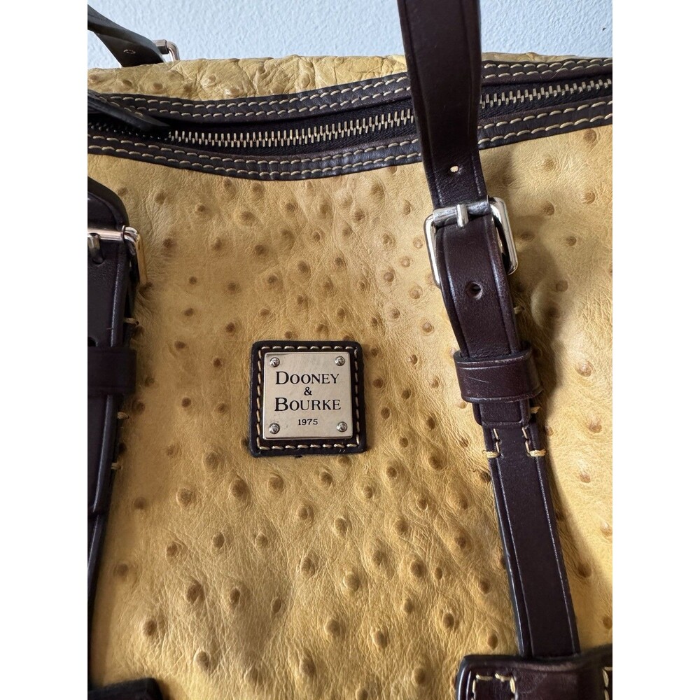 Dooney & Bourke 1975 Ostrich Leather -Yellow Handbag/Purse - Picture 2 of 9